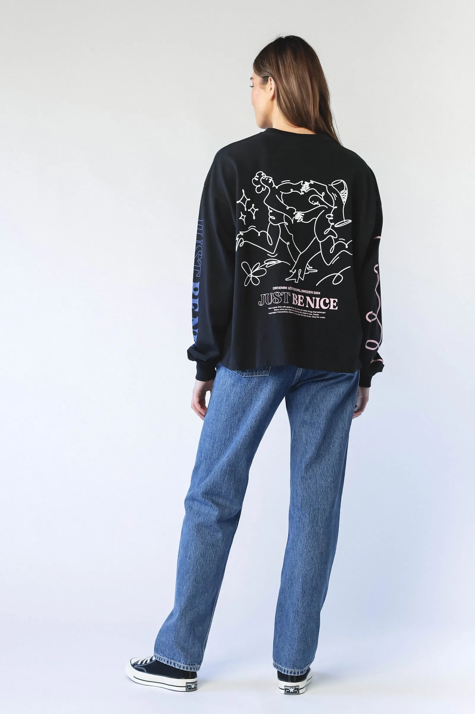 Lily Long Sleeve - Black Multi Swirl