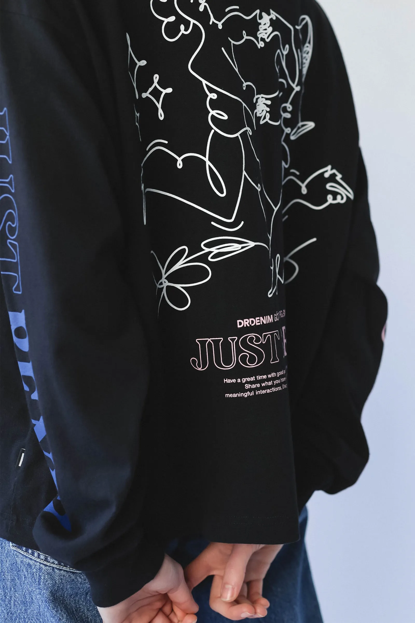 Lily Long Sleeve - Black Multi Swirl