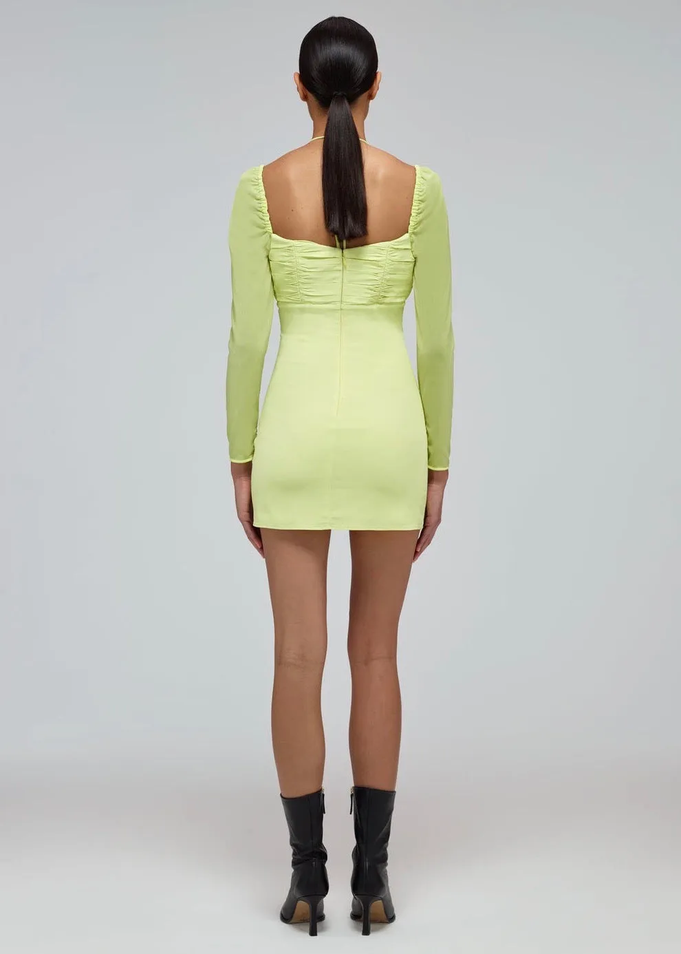 Lime Stretch Crepe Cut Out Midi Dress (Lime Green)