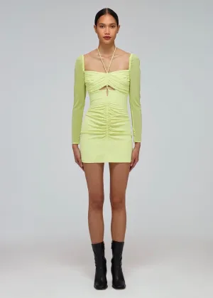 Lime Stretch Crepe Cut Out Midi Dress (Lime Green)