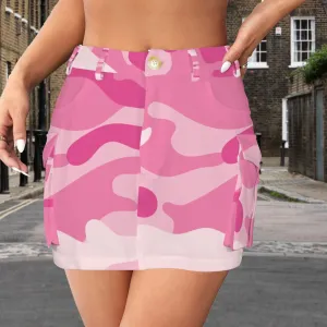 Low Waist Button Pocket Cargo Mini Skirt