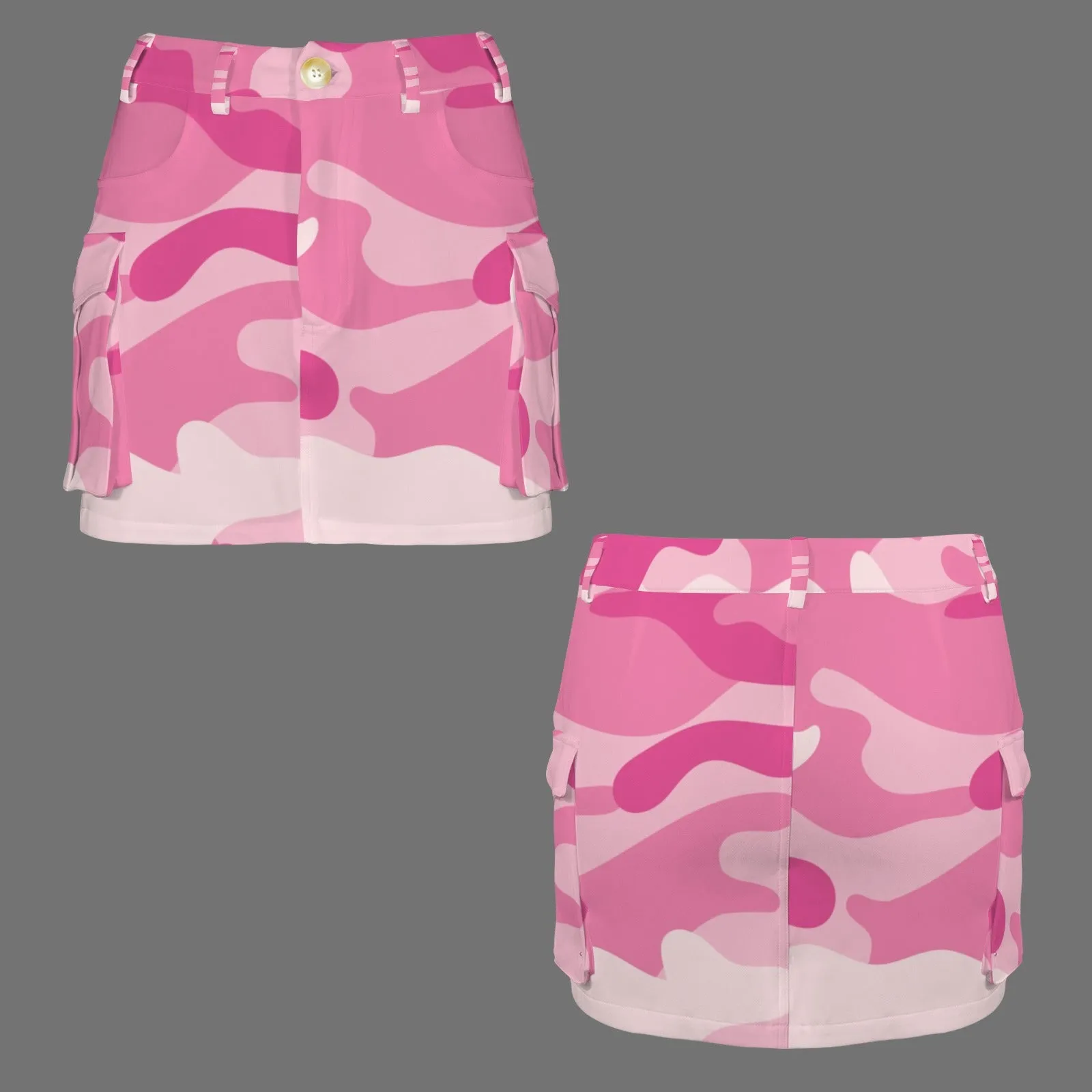 Low Waist Button Pocket Cargo Mini Skirt