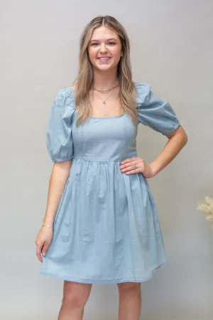 Lt Blue Denim Baby Doll Dress