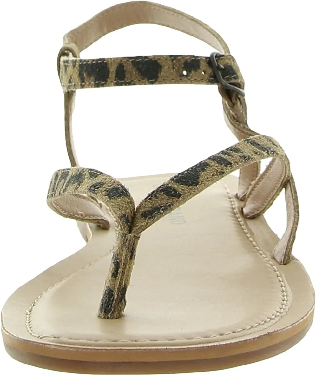 Lucky Brand Womens Bylee Faux Leather Flat Sandals Tan 7 Medium (B,M)