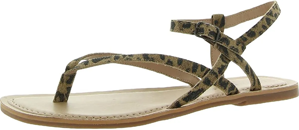 Lucky Brand Womens Bylee Faux Leather Flat Sandals Tan 7 Medium (B,M)