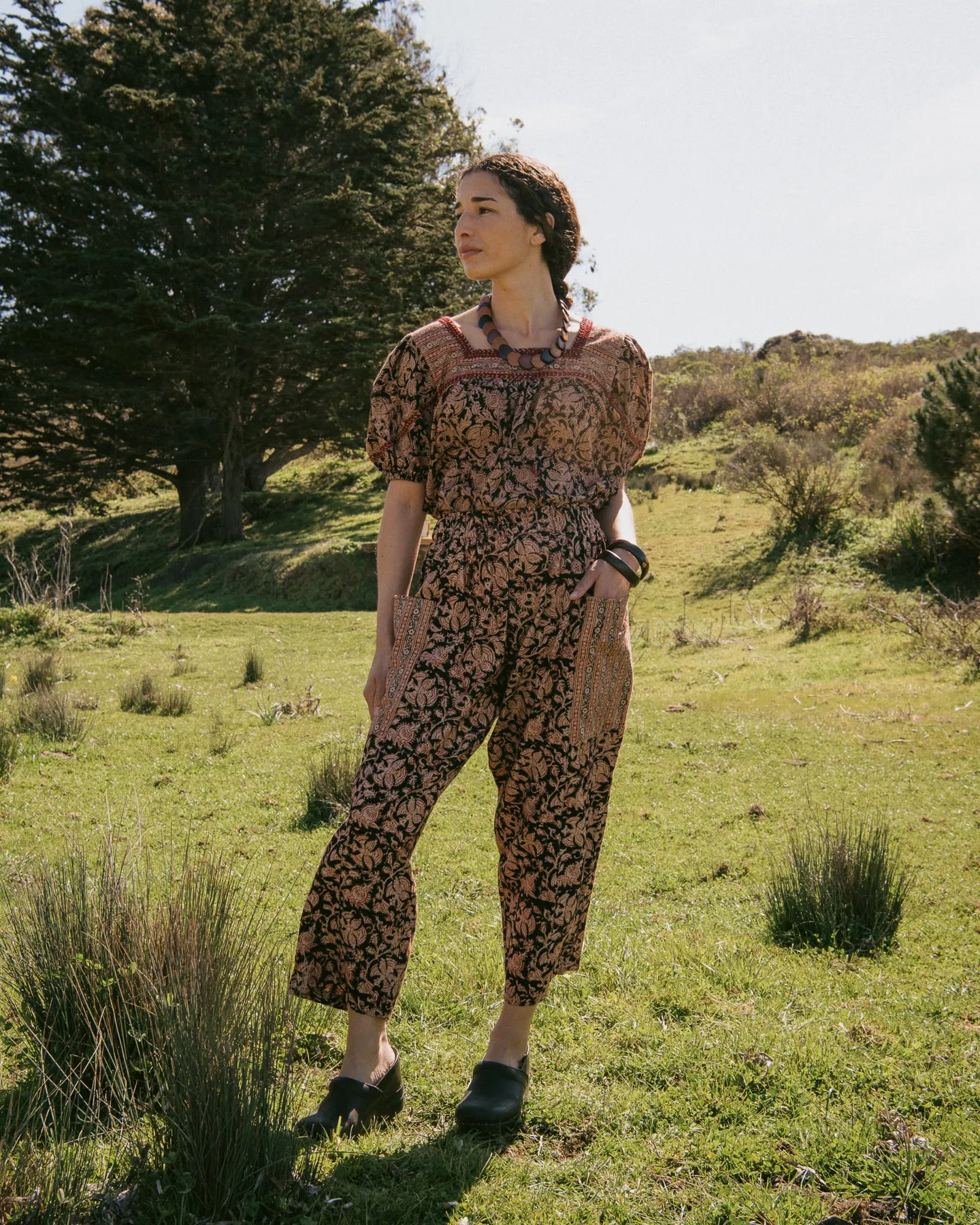 Maya Front Pocket Pant in Black Border