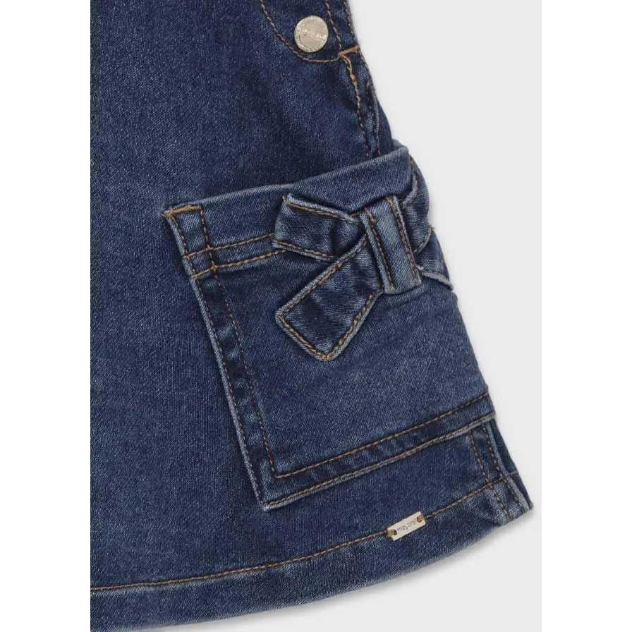 Mayoral Overall Denim Skirt Baby Girl - Dark Denim