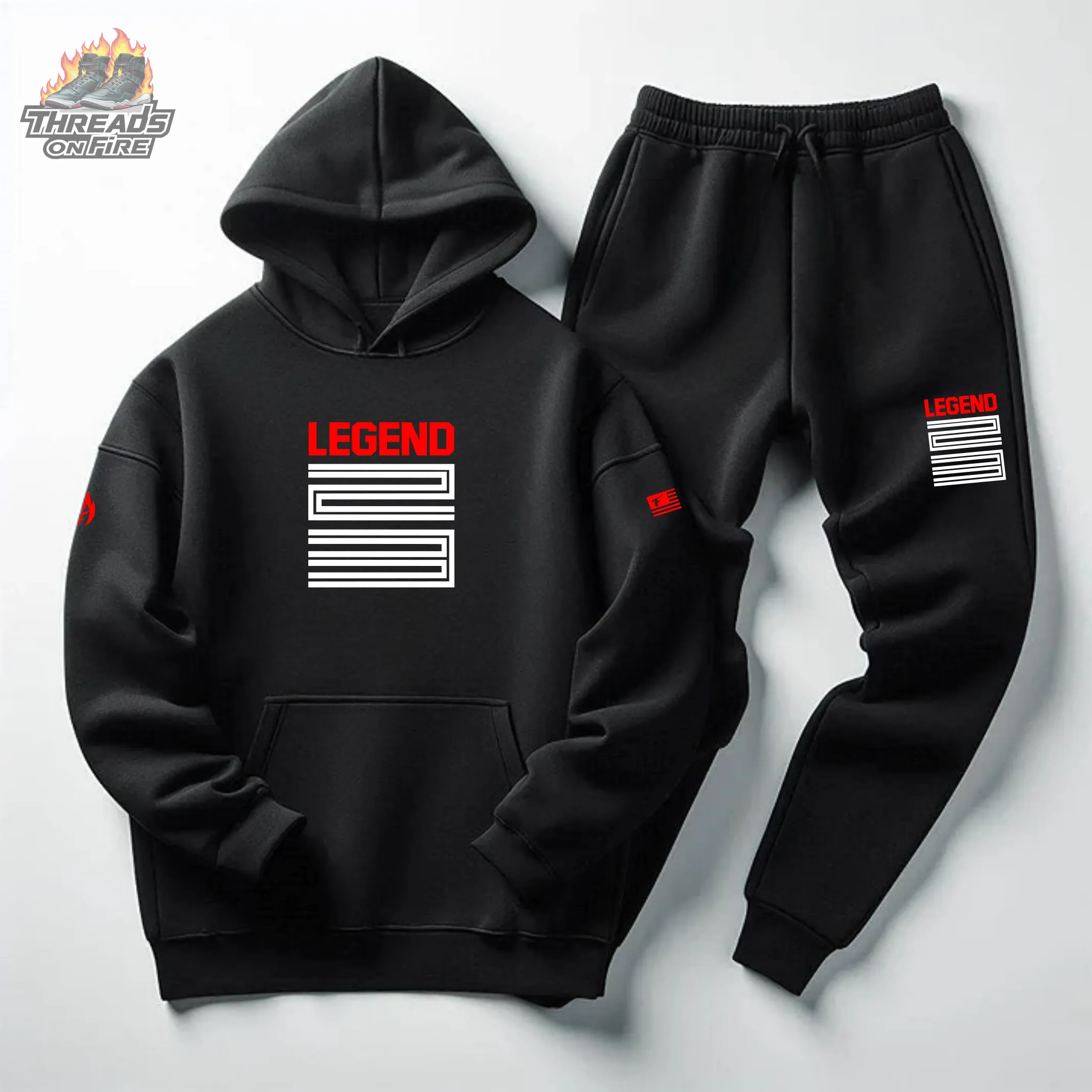 Men's Black Hoodie Black Joggers 23 Legend Sweatsuit Set To Match Air Jordan Retro 11 Bred