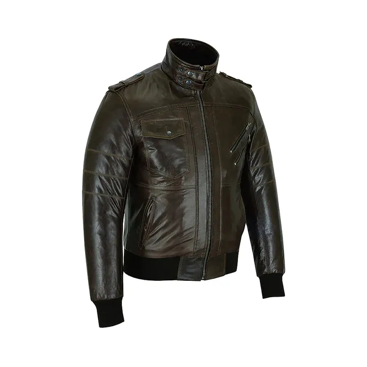 Men's Classic Style Removeable Hood Motorcycle Jacket