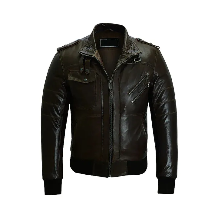 Men's Classic Style Removeable Hood Motorcycle Jacket