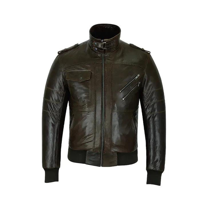 Men's Classic Style Removeable Hood Motorcycle Jacket