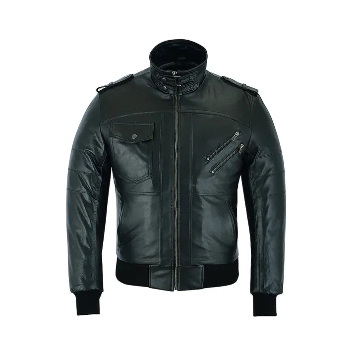 Men's Classic Style Removeable Hood Motorcycle Jacket