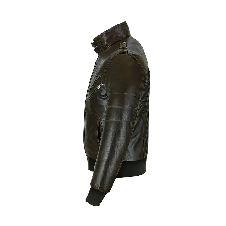Men's Classic Style Removeable Hood Motorcycle Jacket
