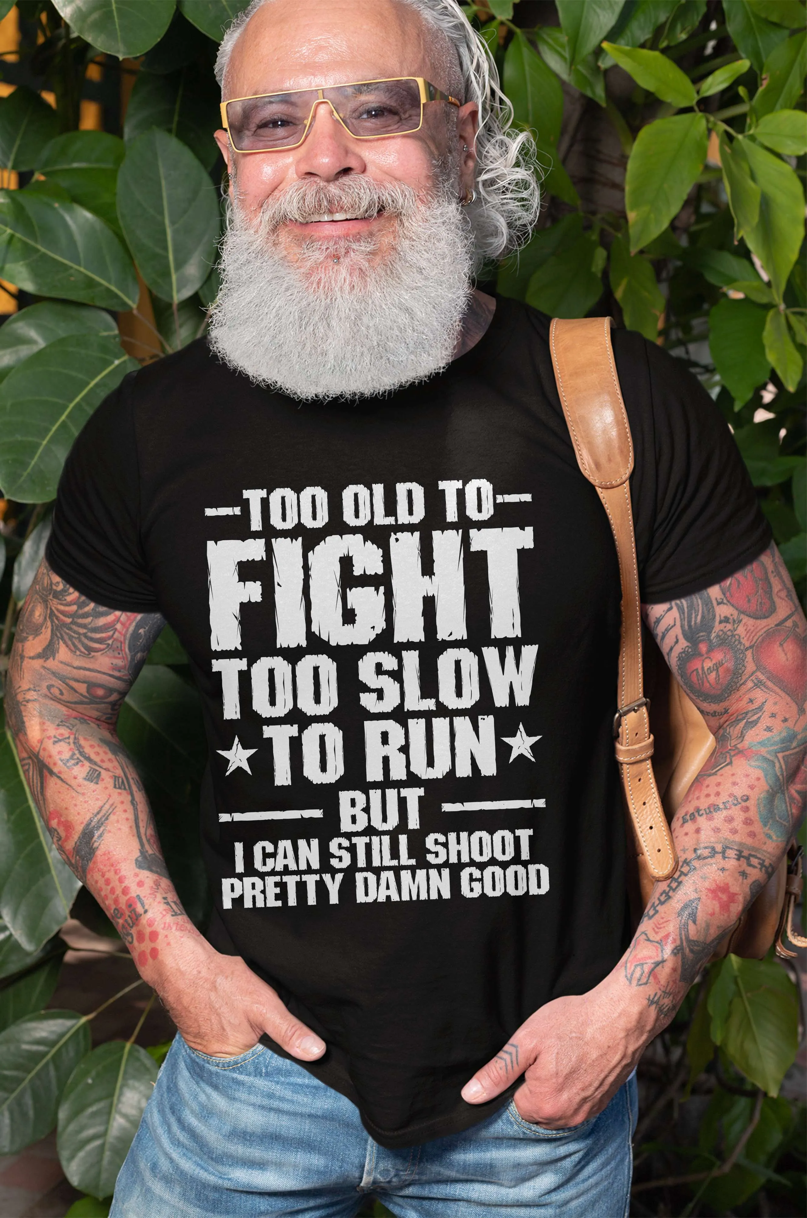 Men's Funny Father's day Grandpa Dad T-shirt too old to fight sarcastic tshirt