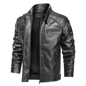Men's leather motorcycle jacket