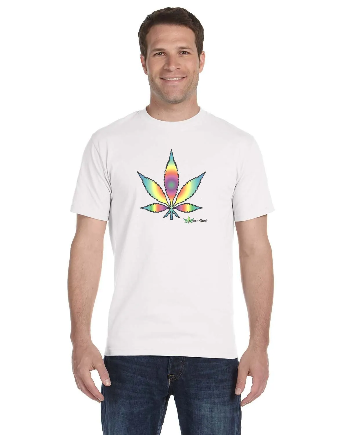 Men's Weed-Snob Rainbow Color Changing Pot Leaf T-Shirt