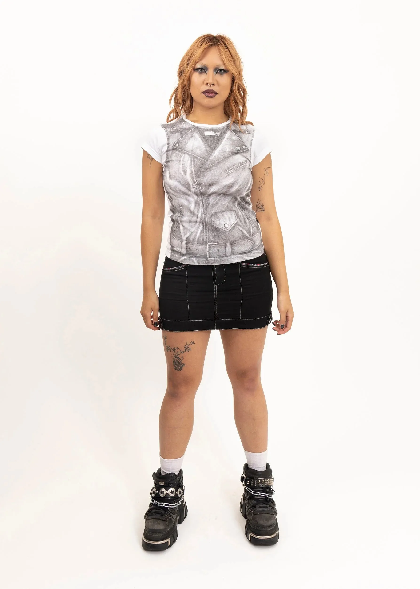 Micro mini cargo skirt with contrast stitching