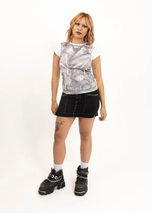 Micro mini cargo skirt with contrast stitching