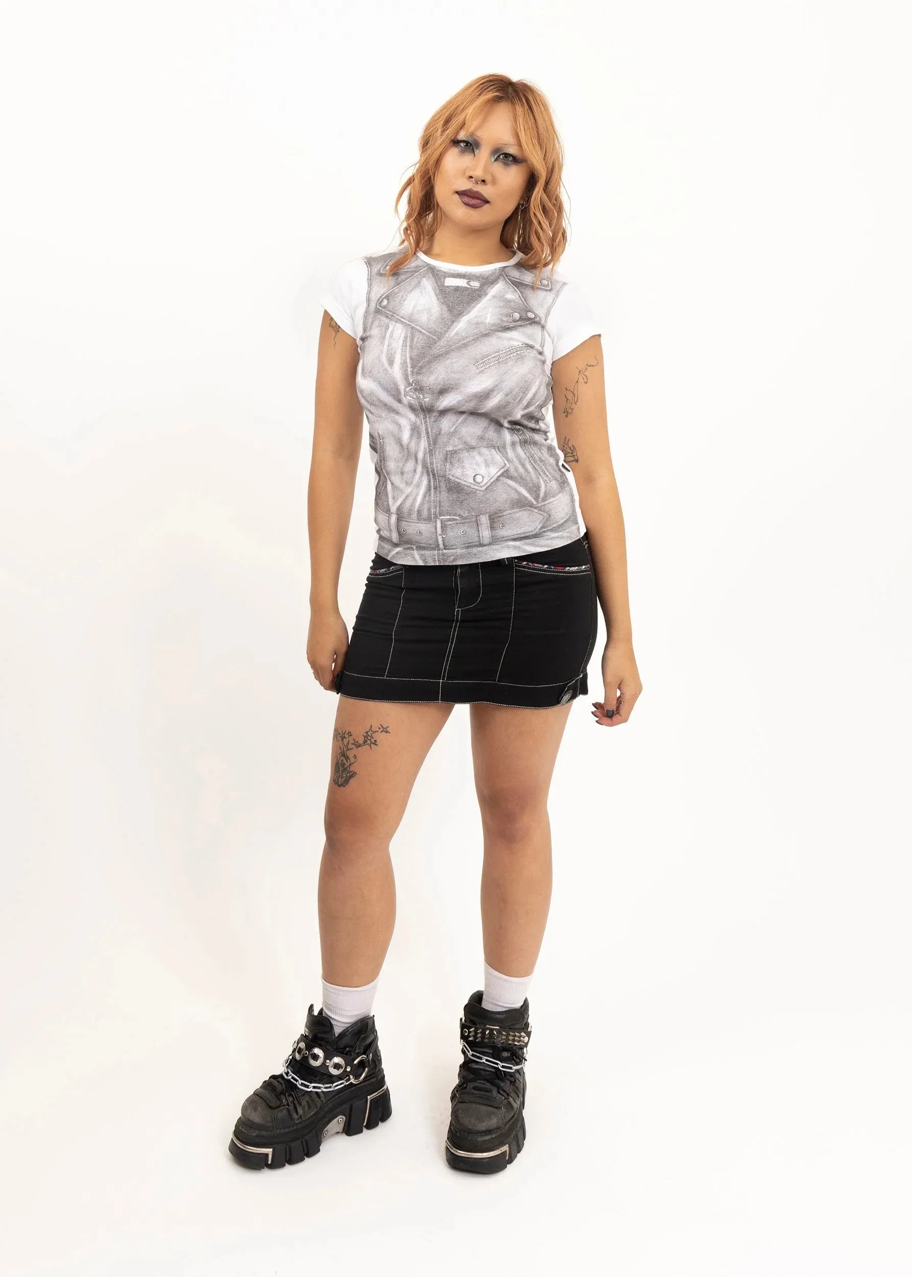 Micro mini cargo skirt with contrast stitching