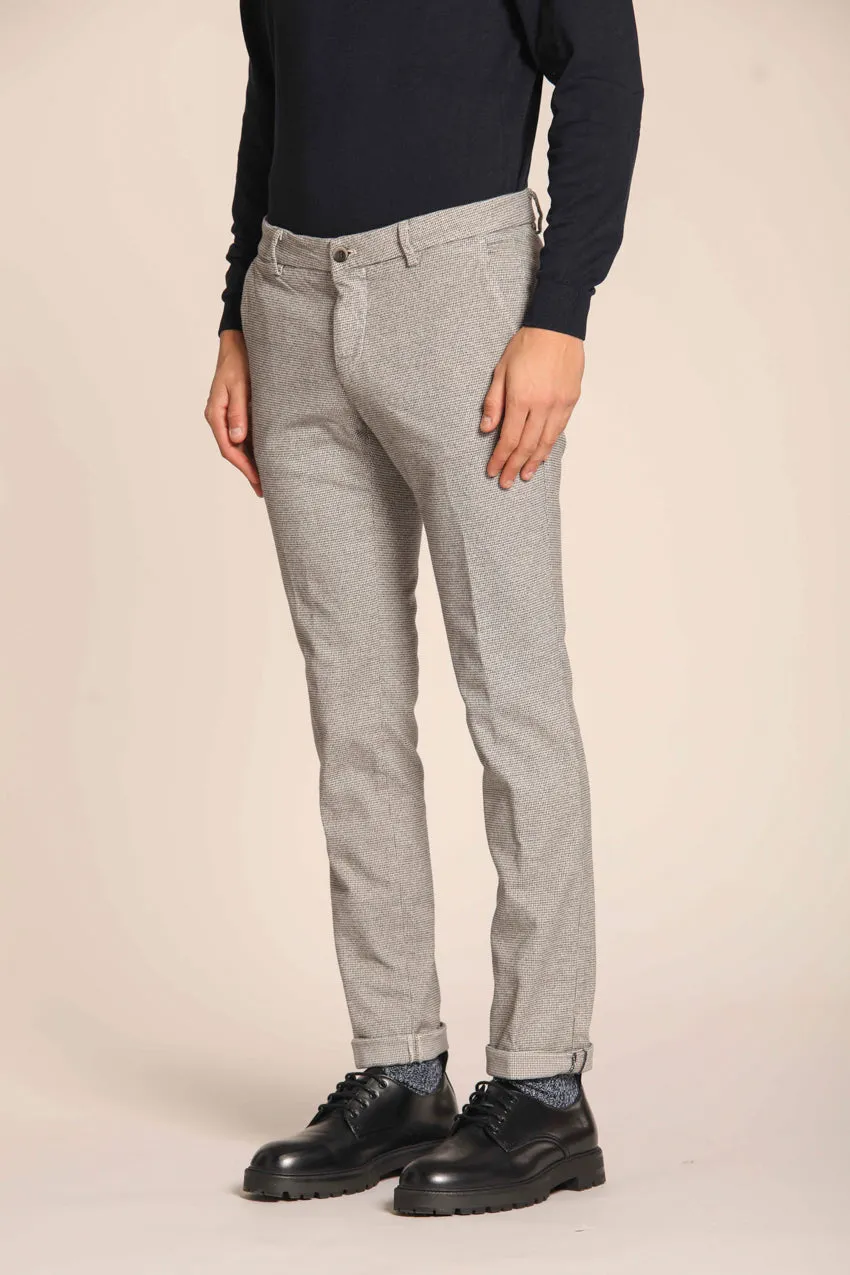 Milano men's chino pants in gabardine stretch with houndstooth motif extra slim fit