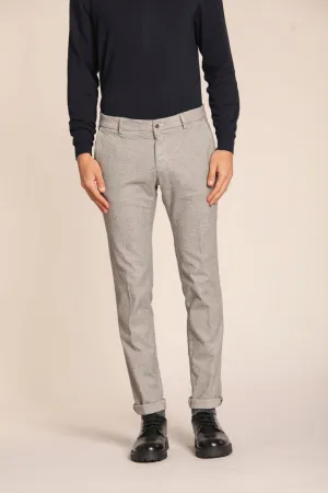 Milano men's chino pants in gabardine stretch with houndstooth motif extra slim fit