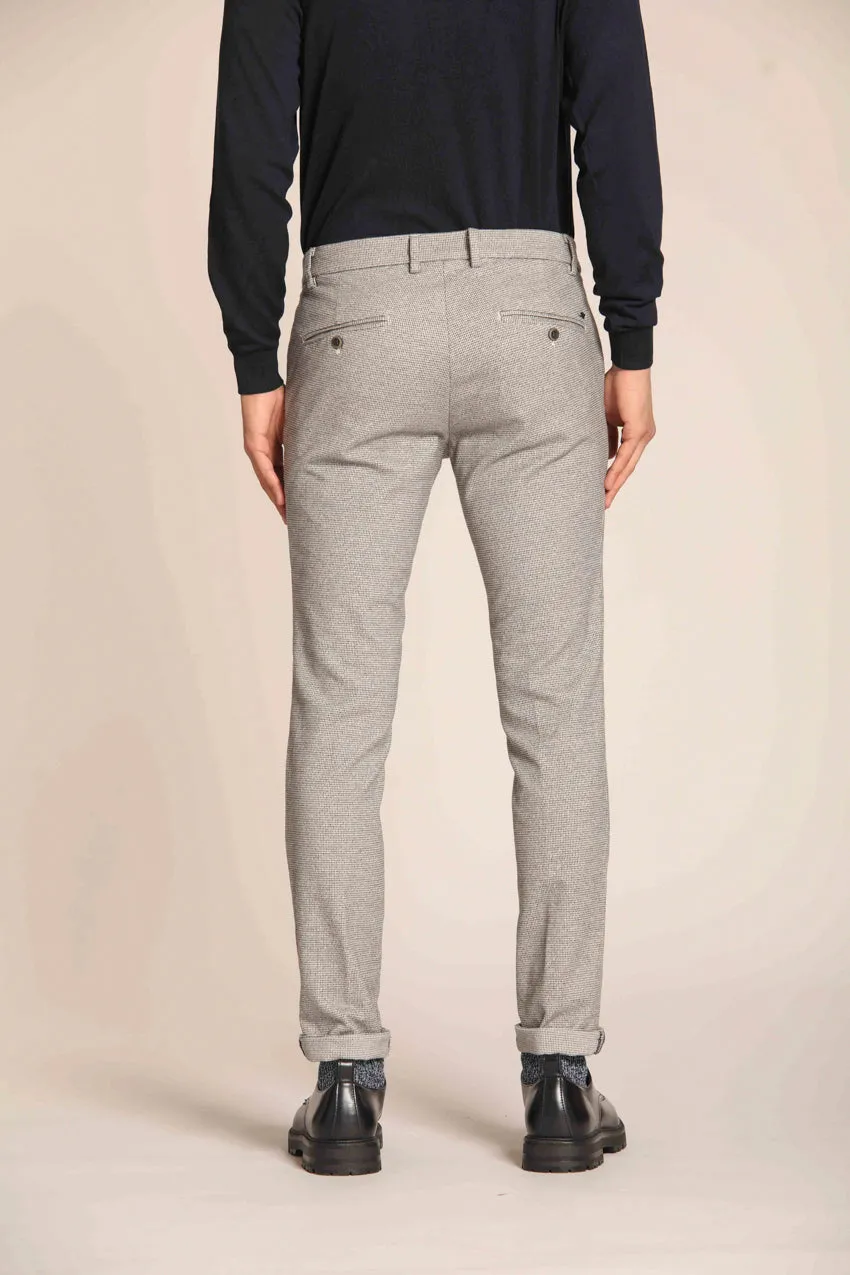 Milano men's chino pants in gabardine stretch with houndstooth motif extra slim fit
