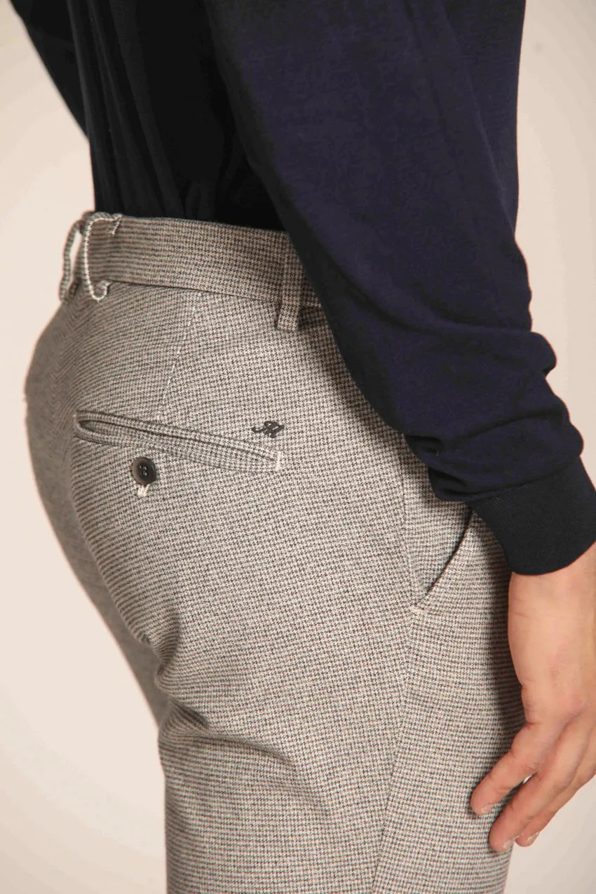 Milano men's chino pants in gabardine stretch with houndstooth motif extra slim fit