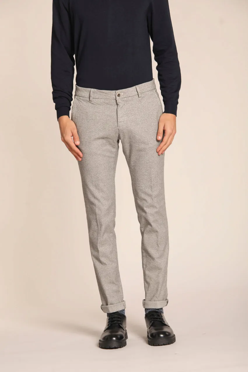Milano men's chino pants in gabardine stretch with houndstooth motif extra slim fit