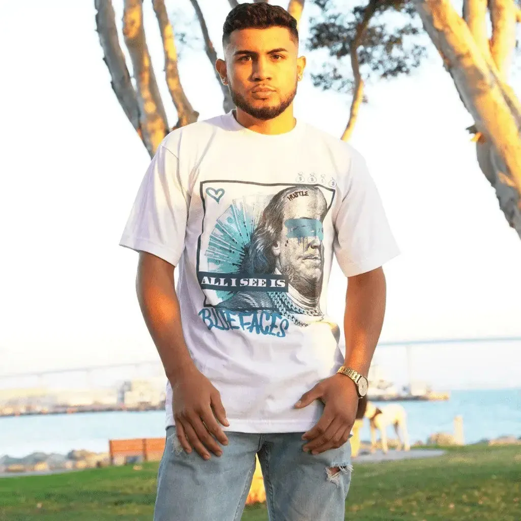 Million Dolla Motive Men All I See Is Bluefaces T-shirt(White)