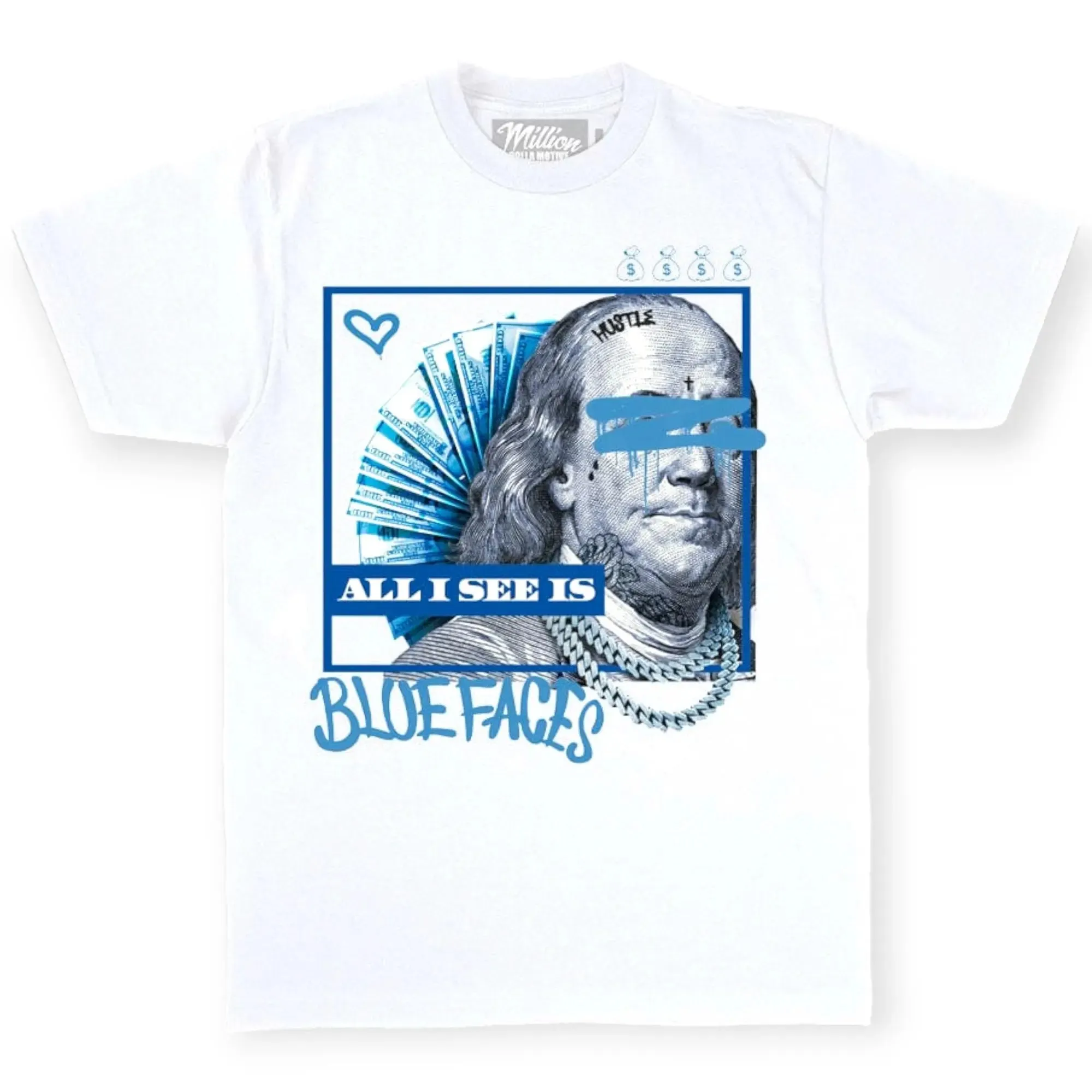 Million Dolla Motive Men All I See Is Bluefaces T-shirt(White)