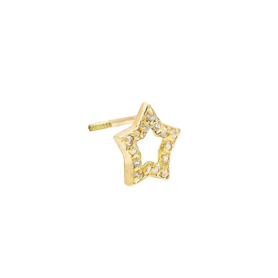 Mini Open Star Stud Earring 14K