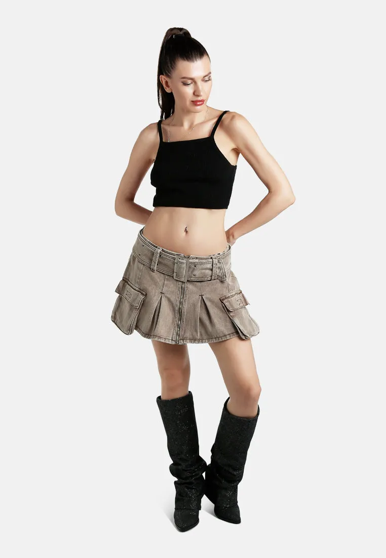 Mini Pleated Cargo Skirt by RUW