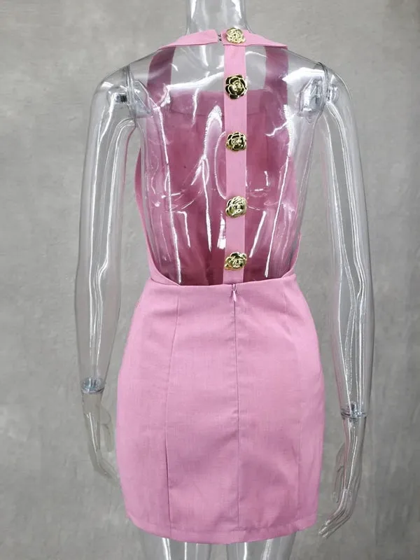 Mini Summer Dress Slim Solid Party Dress