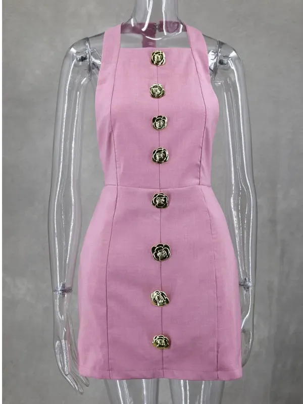 Mini Summer Dress Slim Solid Party Dress