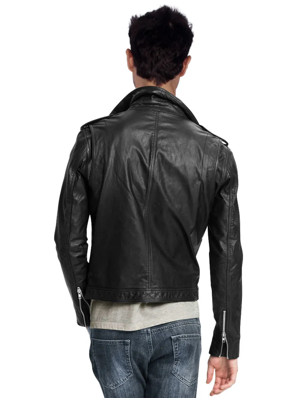 Moto-Inspired Genuine Leather Biker Jacket for Men
