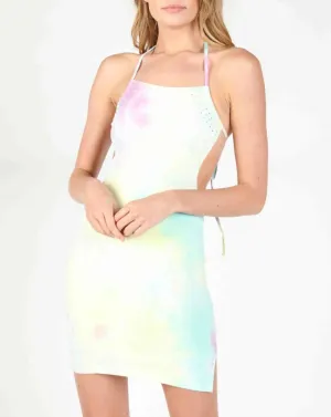 Multicolor Tie Dye Halter Mini Dress
