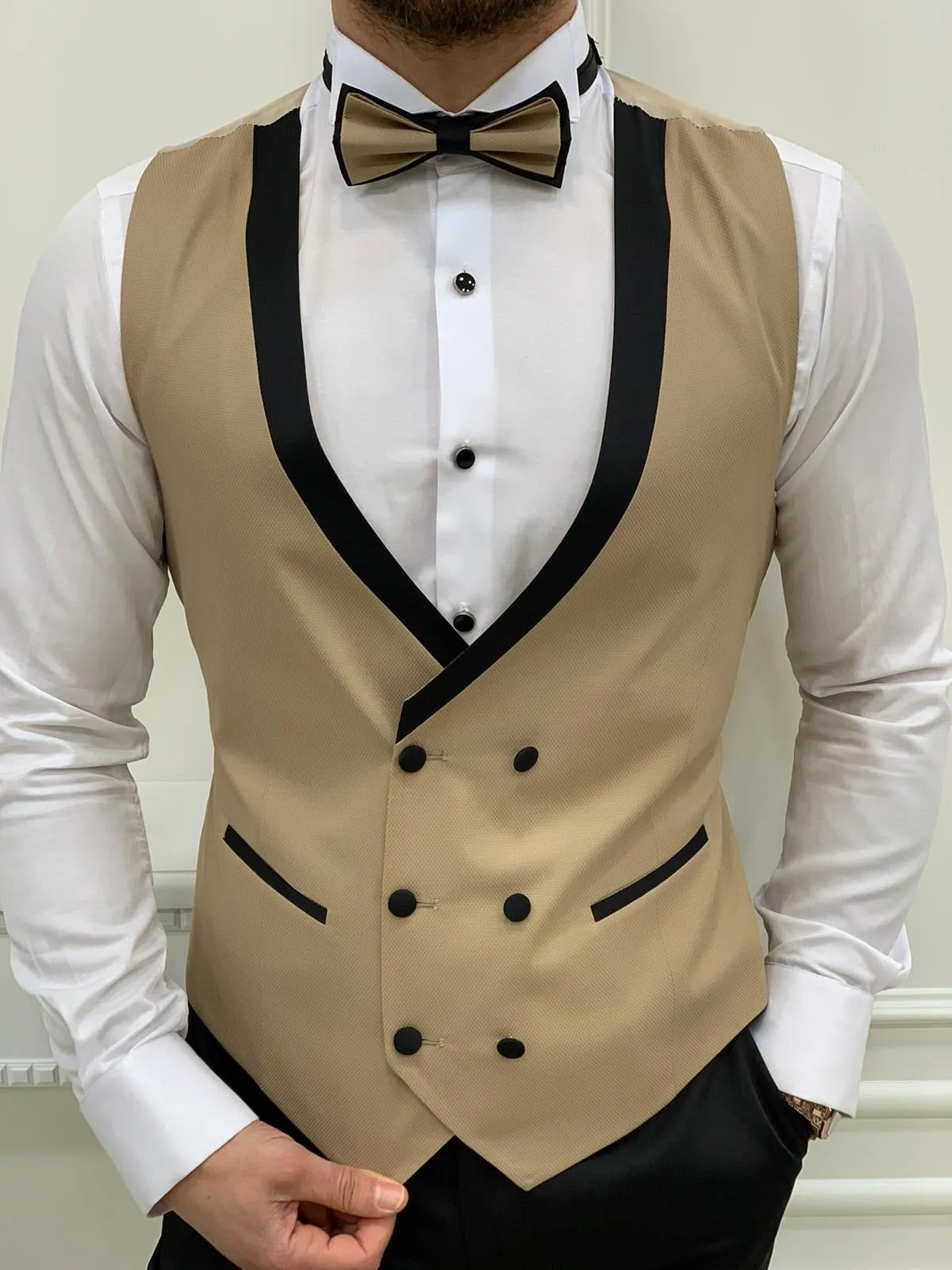 Napoli Gold Slim Fit Shawl Lapel Tuxedo - Elevate Your Formal Look
