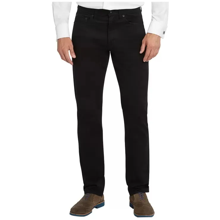 New with tags! Kirkland Signature Men's 5 Pocket Brushed Cotton Twill Pants in Black, sz 32X32! tapered leg, standard fit, flex waistband, reg rise!