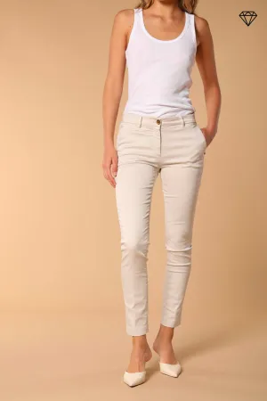 New York Slim women's chino trousers in stretch satin slim fit ①