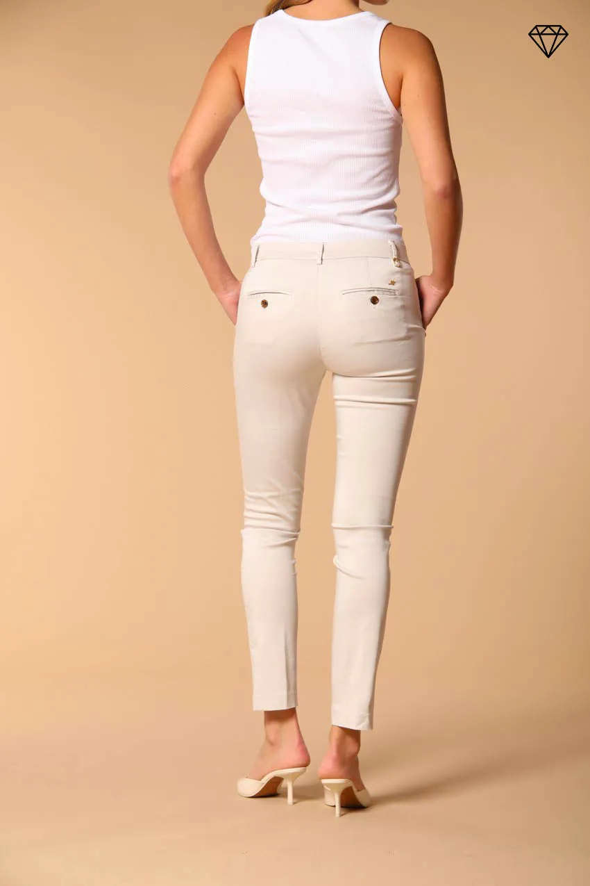 New York Slim women's chino trousers in stretch satin slim fit ①