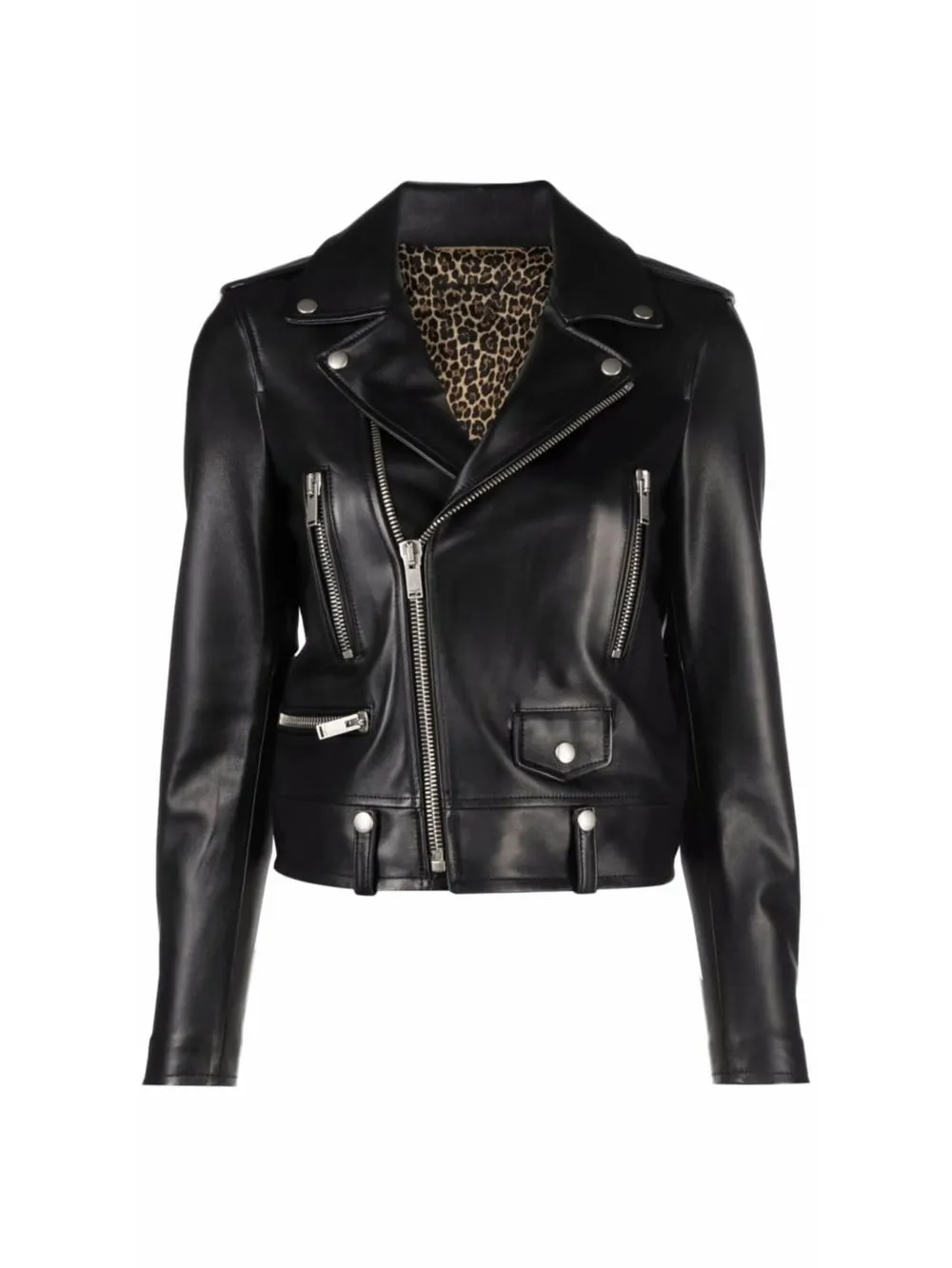 Notch Collar Leather Moto Jacket