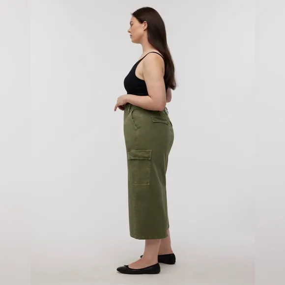 NWT Madewell Garment-Dyed Cargo Midi Skirt - 25 - Olive Green