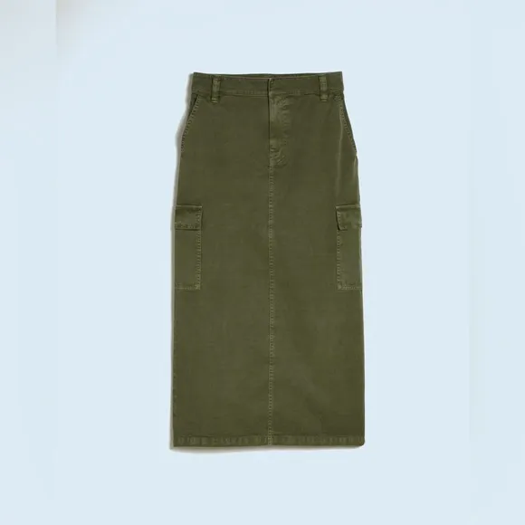 NWT Madewell Garment-Dyed Cargo Midi Skirt - 25 - Olive Green