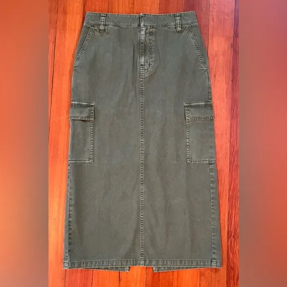 NWT Madewell Garment-Dyed Cargo Midi Skirt - 25 - Olive Green