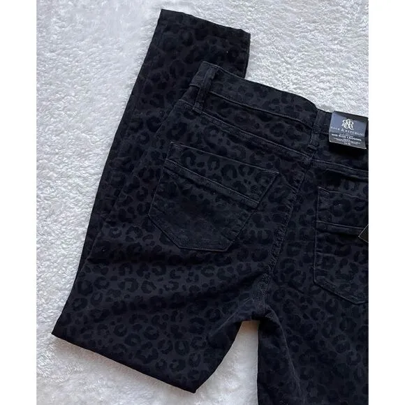 NWT Rock &amp; Republic Kashmiere Black Leopard Flocked Mid-Rise Legging