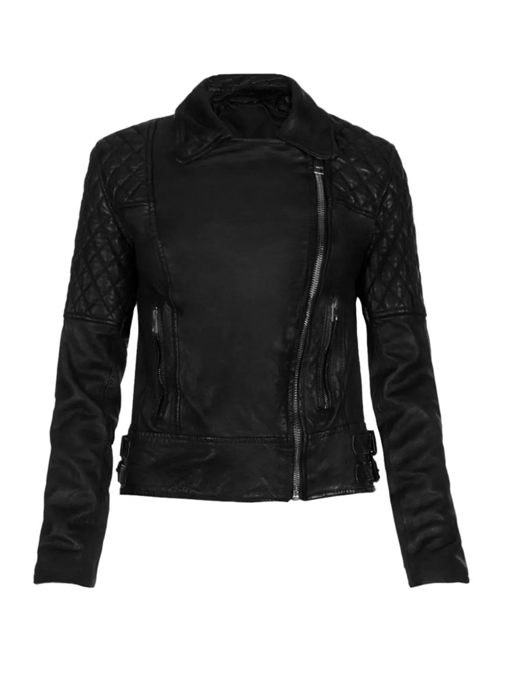 Off-Center Luxe Leather Biker Jacket