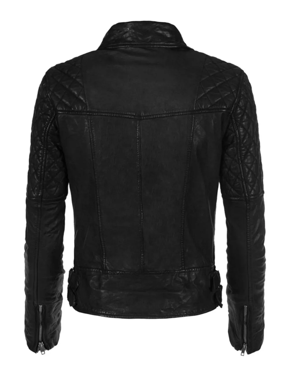 Off-Center Luxe Leather Biker Jacket
