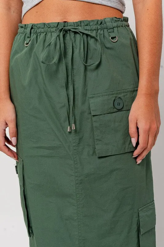 Off Duty Olive Cargo Skirt