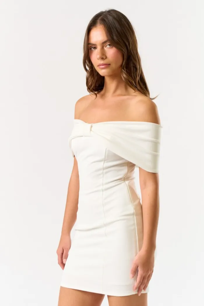 Oversized Bow Off The Shoulder Dress