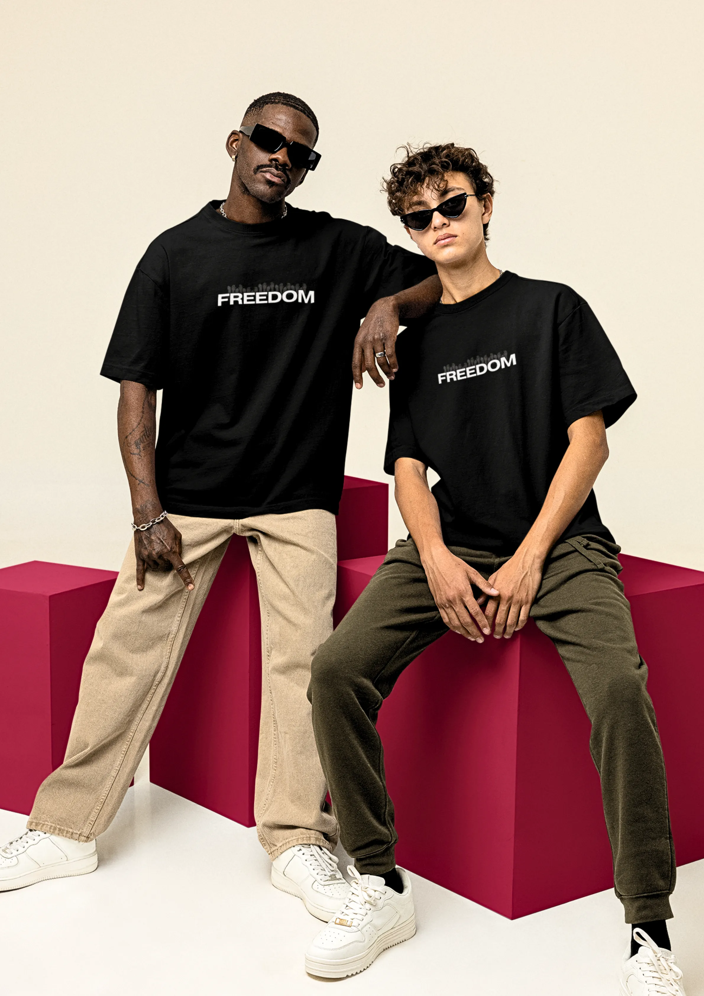 Oversized Freedom Angel Back Print T-Shirt – Bold Streetwear Trend